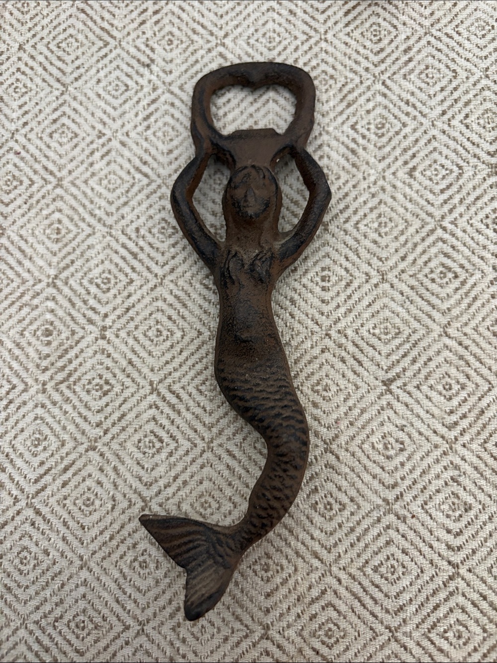 Rustic Brown Cast Iron Mermaid Wall Decor Bottle Opener